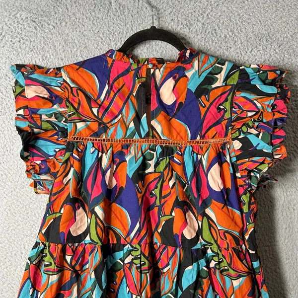 Palms Away Dress Womens‎ S Multicolor Short Sleeve Cotton Mini Summer Vacation - Image 5