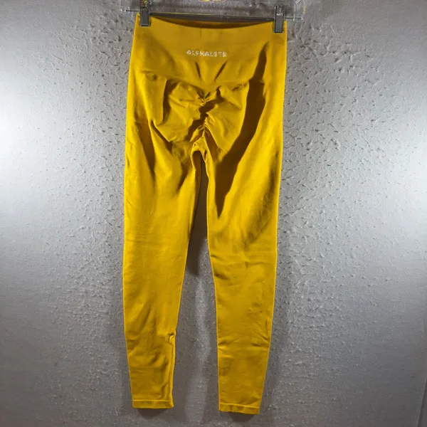1674 | Alphalete Amplify Seamless Scrunch‎ Workout Leggings Yellow Womens M - Image 2