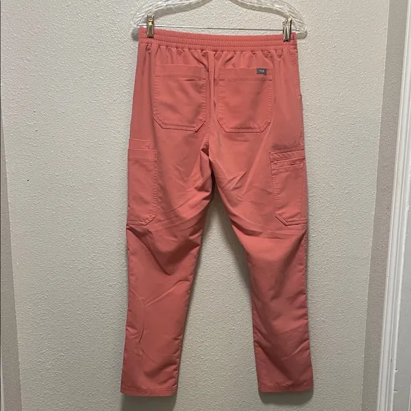 Figs Women's Coral Scrub Pants with Yellow Drawstring - Image 2