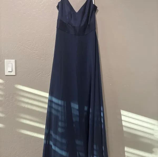 David’s Bridal Navy Blue Spaghetti Strap Bridesmaid Dress - Image 2