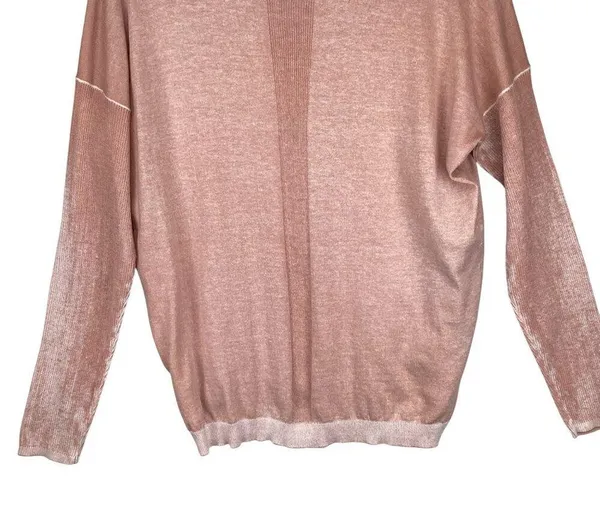 Blanc Noir Womens Boyfriend Sweater‎ Size Large Pink Long Sleeve 100% Cotton - Image 8