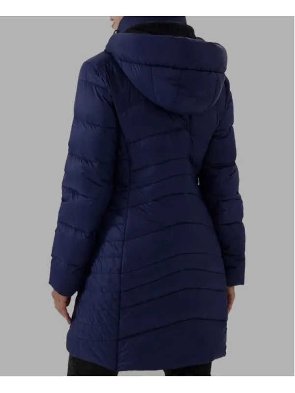 NEW Thermal Lightweight Down Jacket Long Puffer Hiking Coat Detachable Hood XL - Image 7