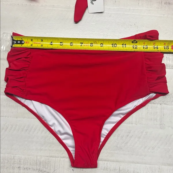Women High Waisted Swimsuit Organza Ruffle Bikini Twist Front Bathing Suit - Image 5