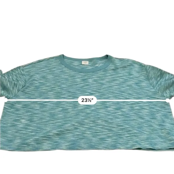 Aritzia Sunday Best Blue Green Space Dye Long Sleeve Cropped Top‎ Sz L - Image 6