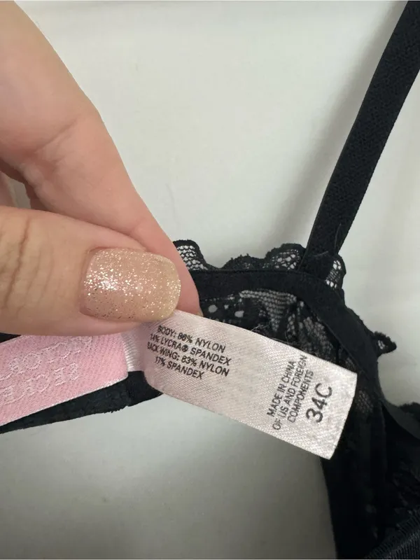 Victoria’s Secret Black Lace-Back Everyday T-Shirt Bra old school bra 34C - Image 3