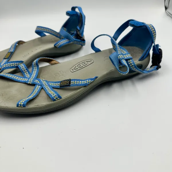 Keen Emerald City Strappy Sandals Blue Yellow Woven Ankle Strap Womens 8 - Image 3
