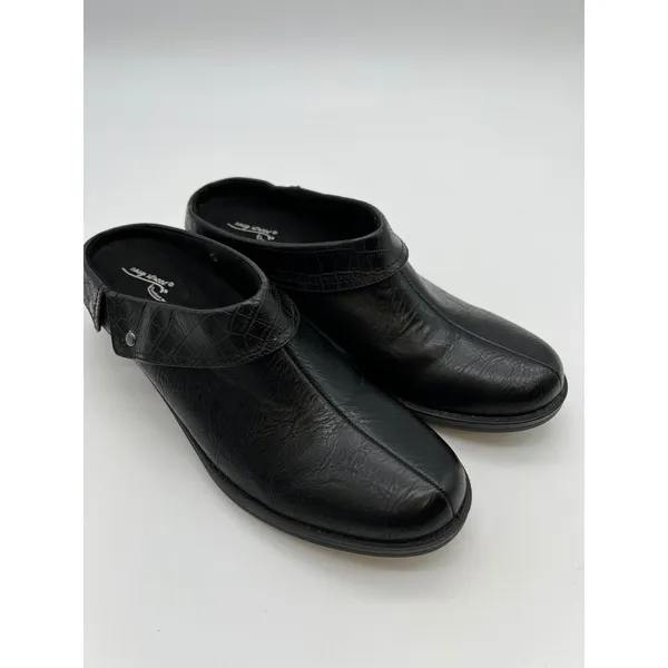 EASY‎ STREET Comfort Wave Mules Women 8.5 M Black Croc Trim Slip On Clogs 4047 - Image 3