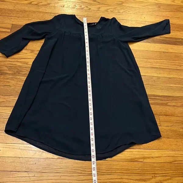 H&M Babydoll Dress Womens Navy Blue‎ Sheer Yoke Long Sleeve Size 4 - Image 5