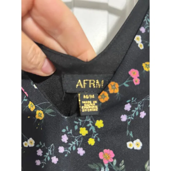 AFRM Midi Dress Wildflower Floral Black Mesh V-Neck Bodycon Size M Aesthetic - Image 6