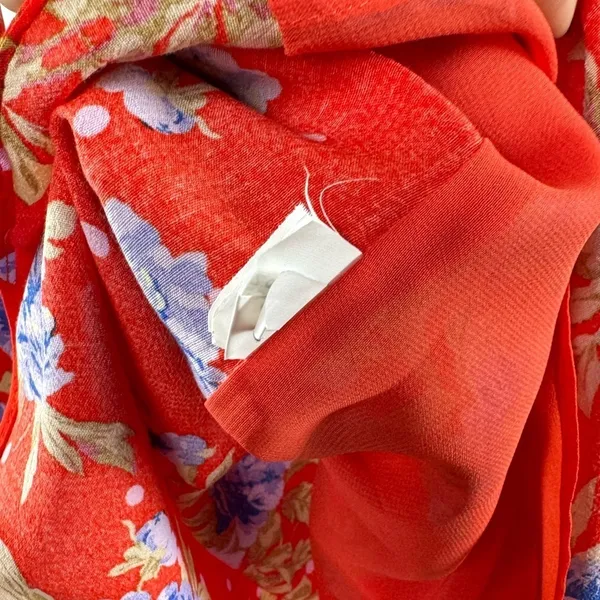 Zara Floral Long Sleeve Mini Wrap Dress in Red‎ Size Medium - Image 6