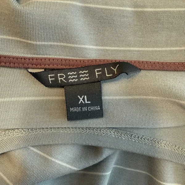 FREE FLY Bamboo Top Women Sz XL Pullover‎ Shirt Blue Gray Striped Casual Stretch - Image 4