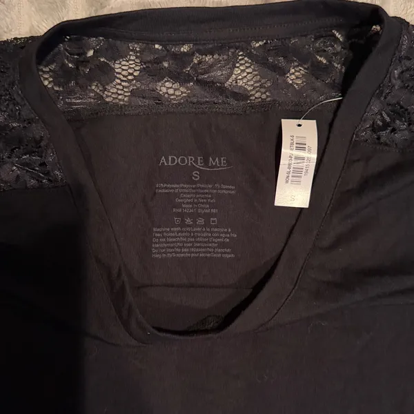 Adore Me Black‎ Lace Shoulder V-Neck Nightgown Sleep Dress MON-SL-099-33-PJ S - Image 3