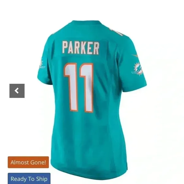 NWOT Women's Nike DeVante Parker 11 Aqua Miami Dolphins New 2018 Game Jersey M - Image 2