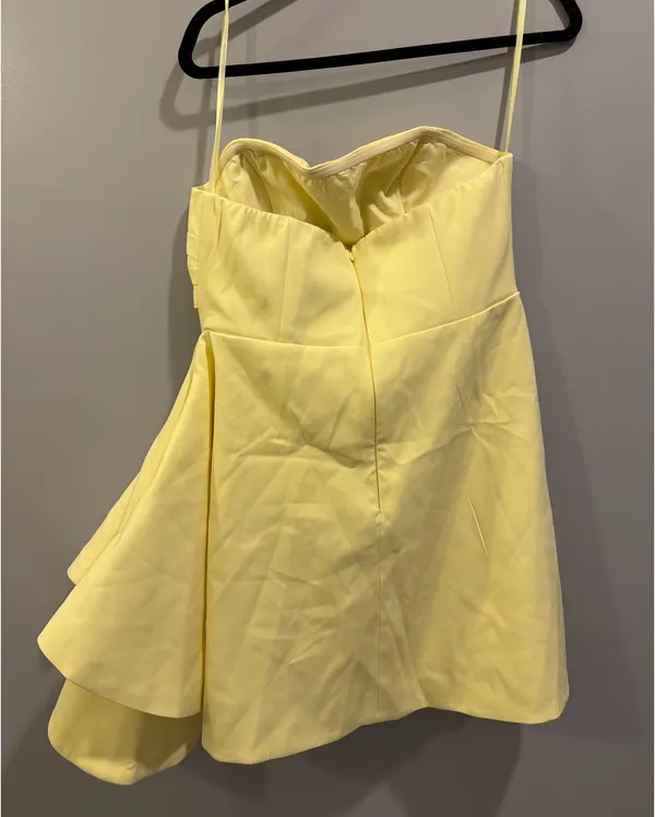 NWT Hello Molly The Real Icon Strapless Side Train Mini Dress Butter Yellow - Image 6