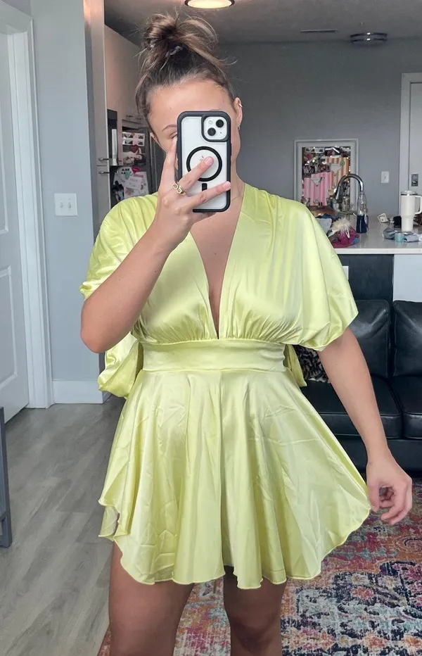 Boutique silk yellow romper - Image 2