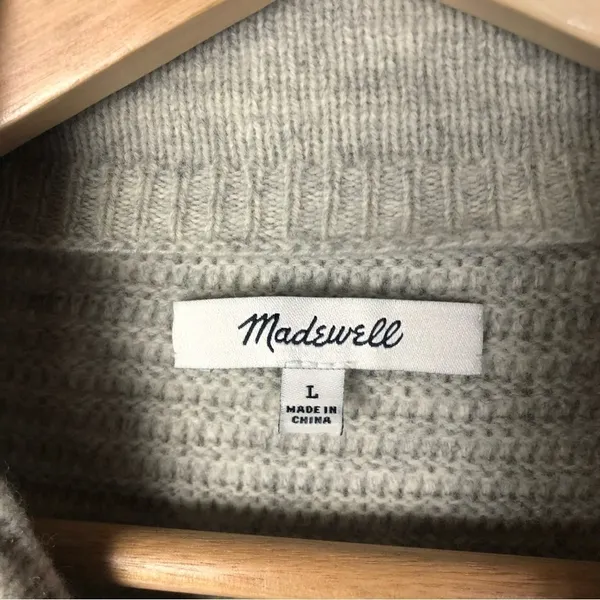 Madewell Skyscraper‎ Merino Wool Mock Neck Long Sleeve Sweater Dress L - Image 5