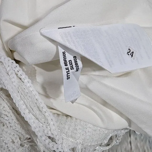 J. Crew Collection White Sequin Fringe Maxi‎ Dress Formal Evening Gown Size 2 - Image 11