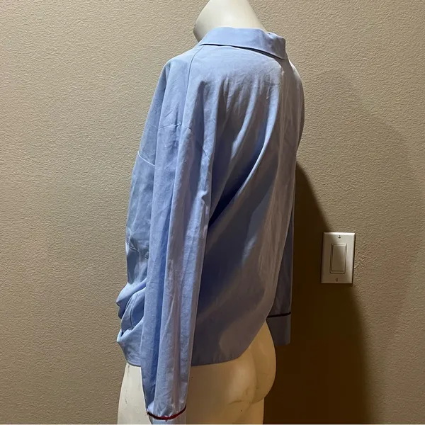 Zara light blue button up blouse - Image 4