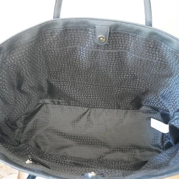 Kate Spade New York Black Saffiano Leather Drawstring Tote Bag Gold Hardware - Image 10