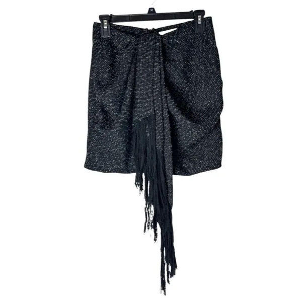 House Of CB Skirt Women Small‎ Black Tweed Draped Fringe Mini Sexy Preppy - Image 2