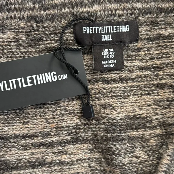 NWT PrettyLittleThing Tall Brown Knitted Mini‎ Skirt Sz 10T Wool Preppy - Image 4