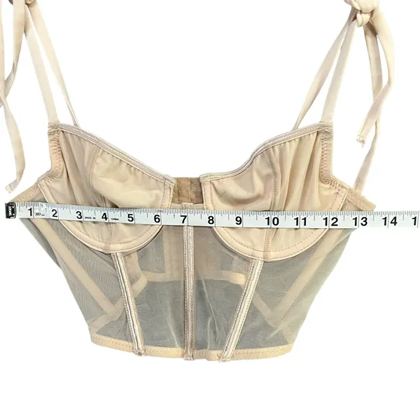 Kat The Label Femme Bustier Top Womens S Beige Tie Straps‎ Flirty Chic Coquette - Image 7