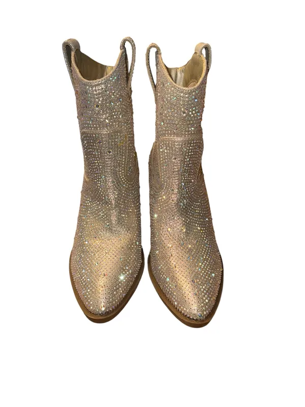 Forever Cowboy Western Ankle Boots Rhinestone Bling River01 Champagne Size 6 - Image 4