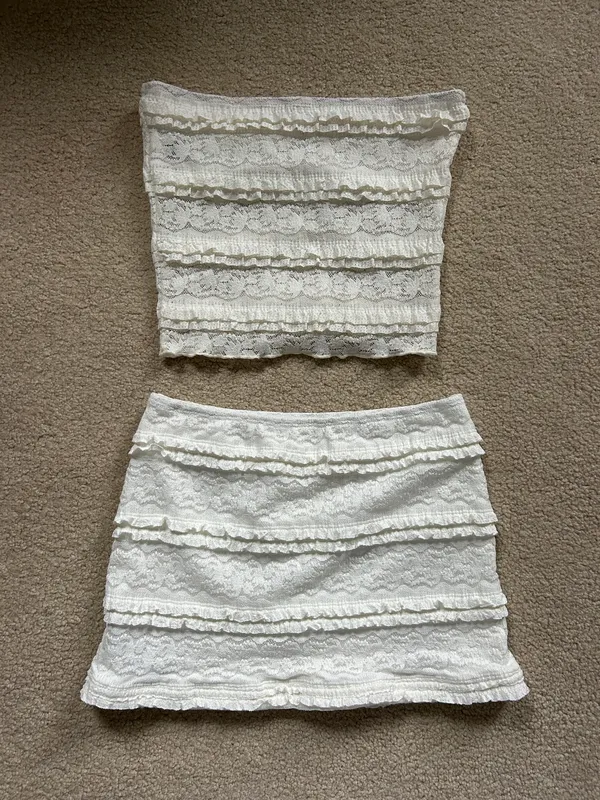 Shein white lace mini skirt set - Image 2