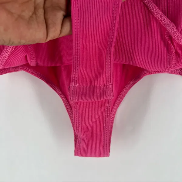 Lulu's Vibrant Pink Stretch Ribbed Sleeveless Wired Bra‎ Thong Bodysuit NWT XL - Image 7