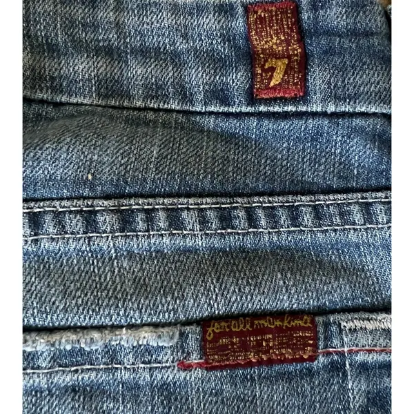 7 For All Mankind‎ A Pocket Jeans Womens Size 26 Light Wash Rhinestone Flare Y2K - Image 7