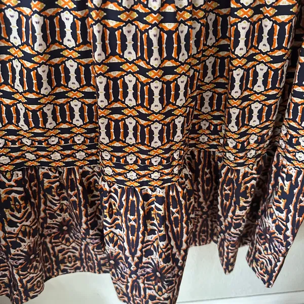 Anthropologie Maeve Somerset Maxi Dress Printed Short Sleeve Brown XS - Image 6