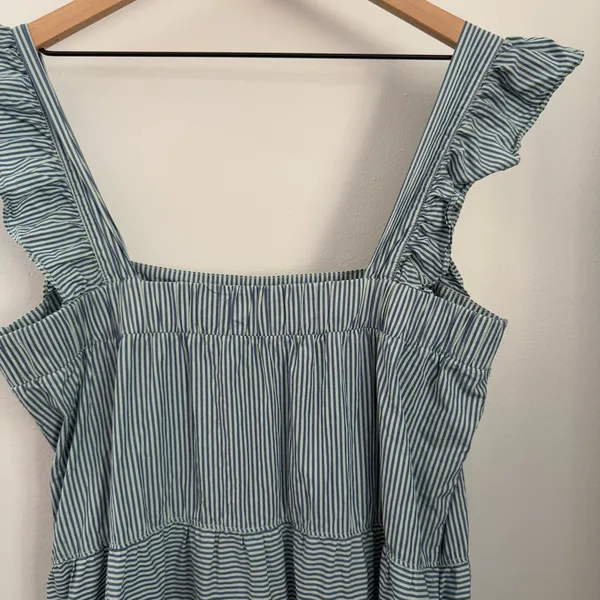 Nation LTD Large Camille Midi‎ Sundress Spritz Stripe Mint Blue Tiered Resort - Image 9
