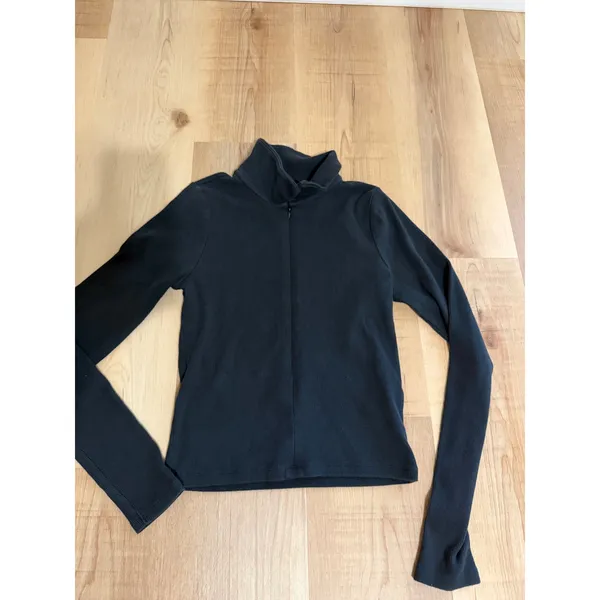 Abercrombie & Fitch Soft A&F Rib Full Zip Long Sleeve Top Black Medium - Image 6