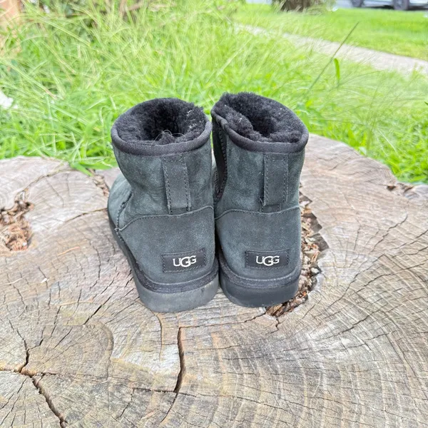 UGG “Classic Mini II” Sheepskin Suede/Shearling Ankle Boots women size 10 - Image 3