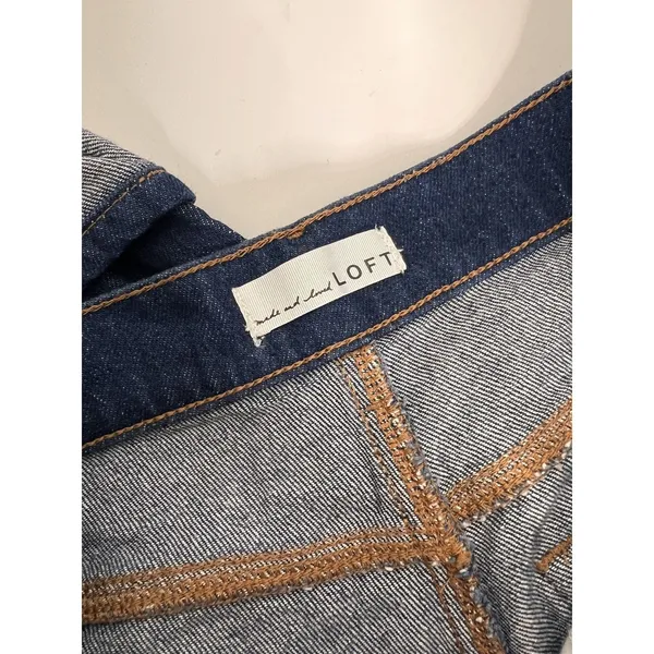 LOFT THE WIDE LEG Dark Blue High Rise Cuffed Jeans Women's Size 8 - Image 6