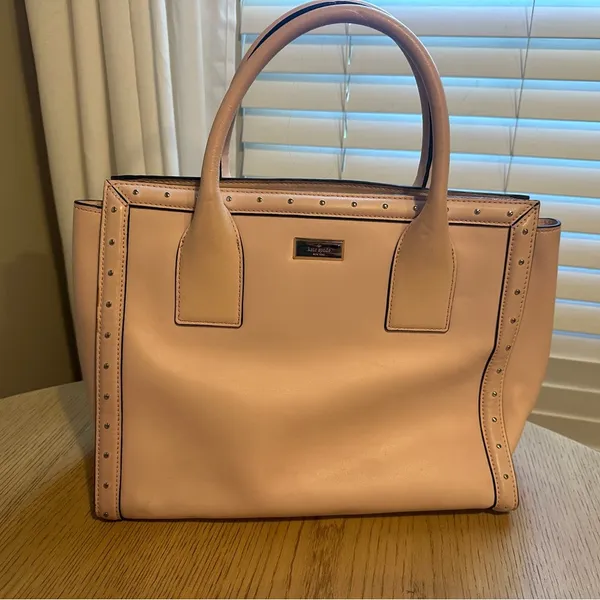 Fabulous Kate Spade New York Posy Pink Gold Studded Leather Satchel Shoulder Bag - Image 4
