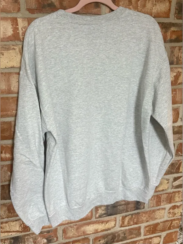 Gildan Heather Gray Crewneck Sweatshirt with Pink, Green and Camo Bows - Image 4