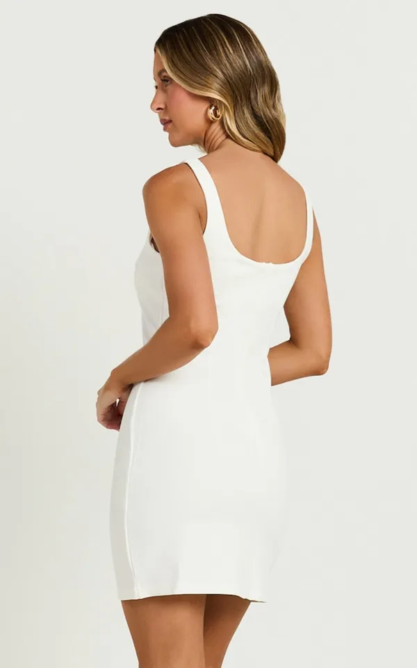 New Showpo Bindi Boat Neck Bodycon Mini Dress In White Size XS MSRP $119 - Image 4