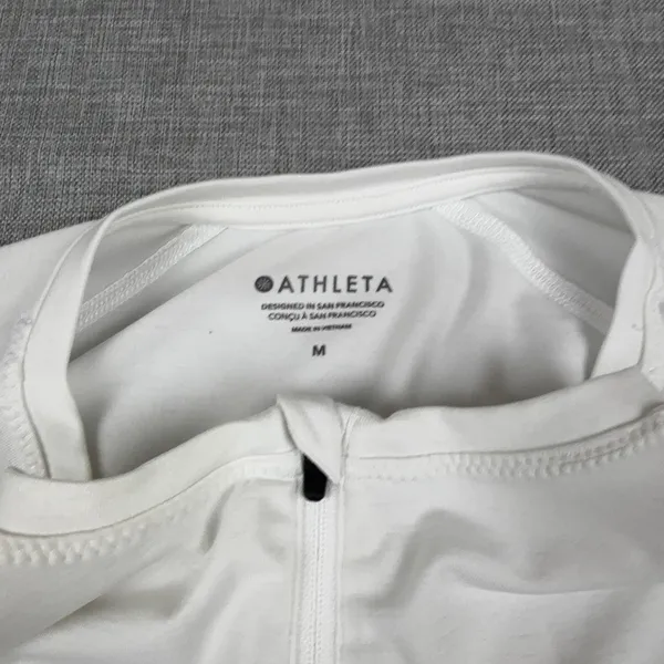 Athleta Pullover Womens‎ Medium White Long Sleeve 1/4 Zip Moisture Wicking - Image 2