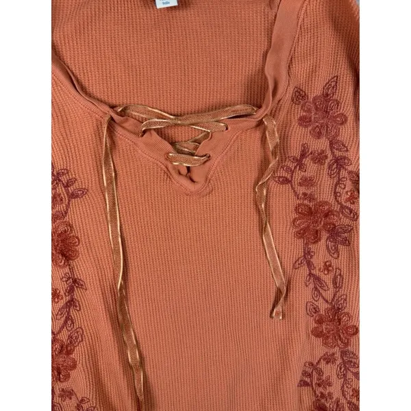Sundance Catalog Orange Embroidered Sweatshirt Size M Boho Western Beachy - Image 3