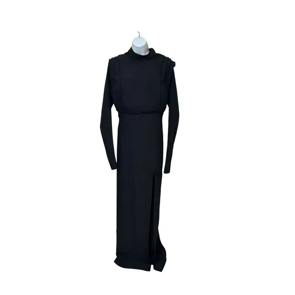 Witness‎ of Love Black High Neck Open Back Maxi Dress Long Sleeve Slit Size XL - Image 3