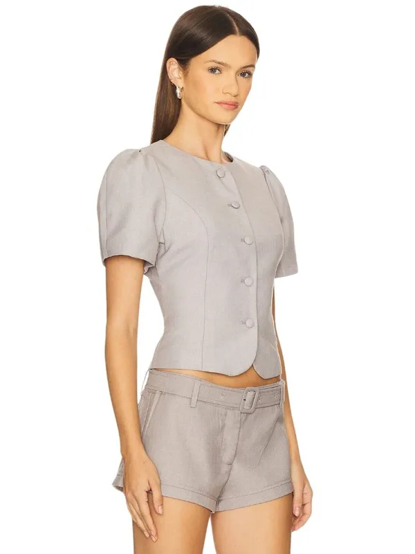 LIONESS Femme Blouse in Grey XLarge New Womens Cropped Jacket Blazer - Image 2