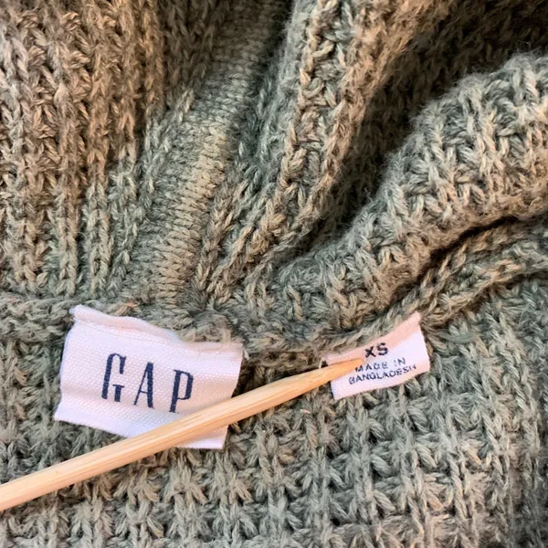 GAP Womens XS Olive Green Waffle Knit Hoodie Drawstring‎ Pullover Casual - Image 3