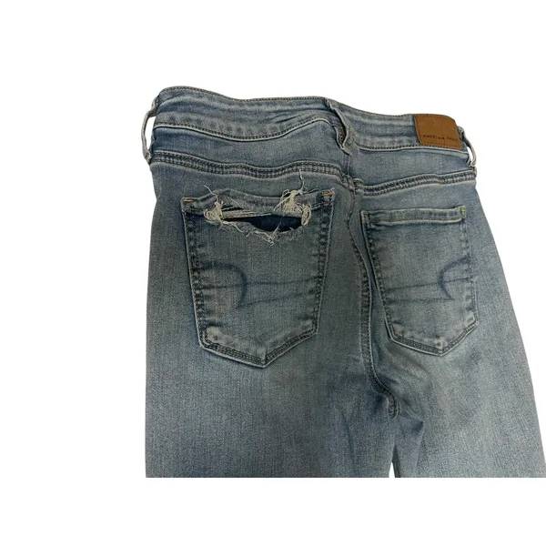 American Eagle Next Level Stretch Skinny Jeans Womens 4 Short Distressed Raw Hem - Image 3