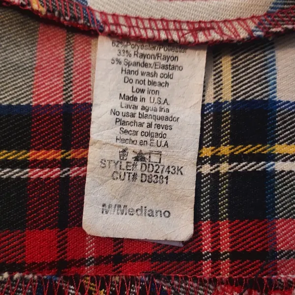 Vintage Karlie Plaid Ruffle Midi Dress Sz M Made in USA - Image 5