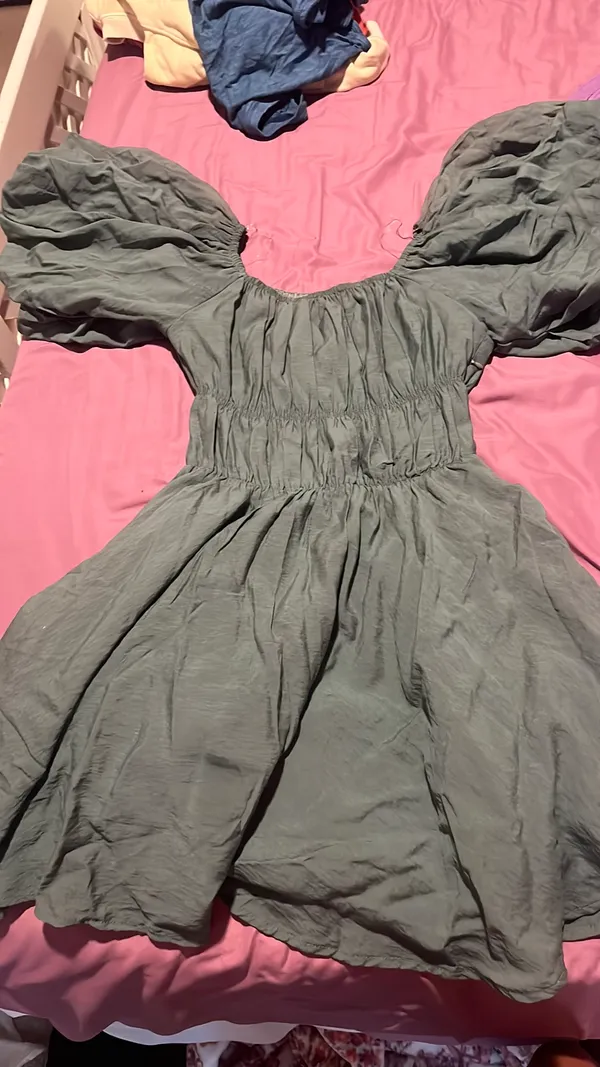 Altar'd State Dress Green Mini Puff Sleeve - Image 2