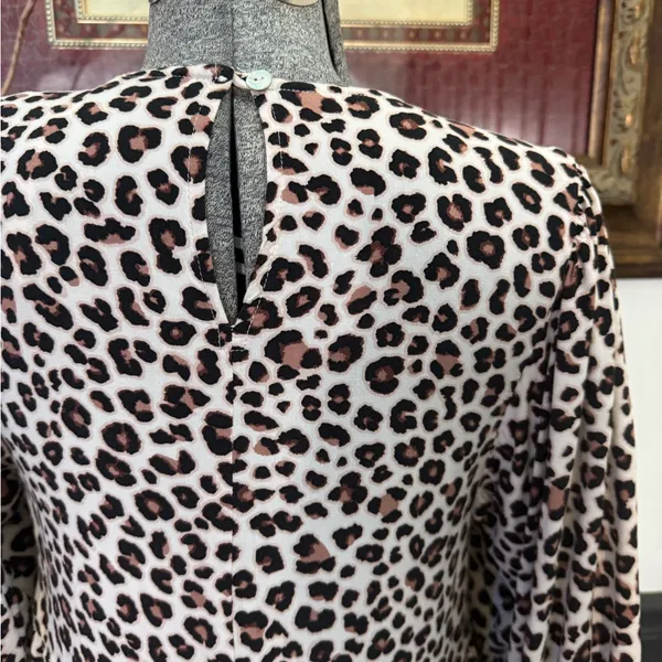 Uncle Frank Leopard Print Puff Sleeve Babydoll Midi Dress Sz XS 💛🍄 - Image 7