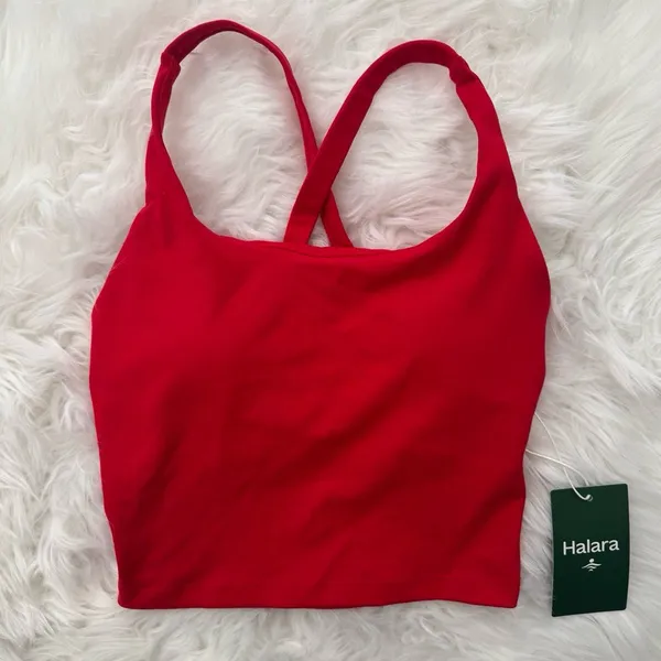 Halara Crisscross Backless Built In Bra Tank Top Red Size XXS - Image 2