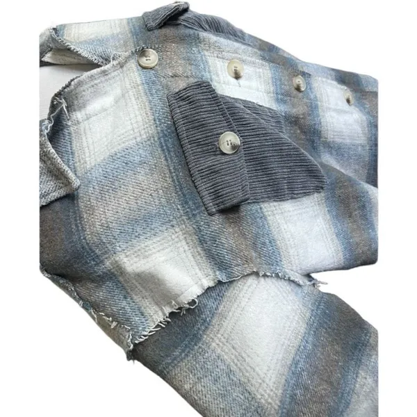 Womens Altar’d Altard State Plaid Ditressed Flannel Shirt Jacket Shacket - Sz L - Image 3