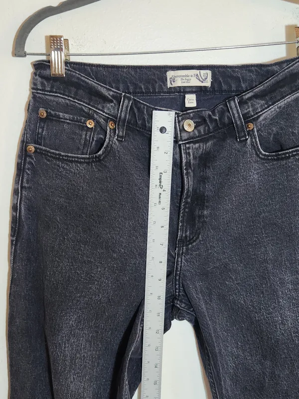 Abercrombie & Fitch Black The Baggy Low Rise Jeans Cut-off Hem Size 27/Size 4 - Image 8